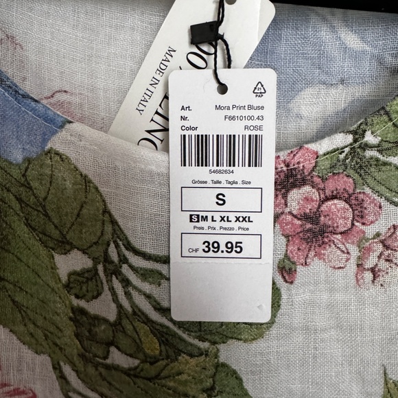 Linen Flowery Top/Blouse made in Italy - Picture 7 of 8